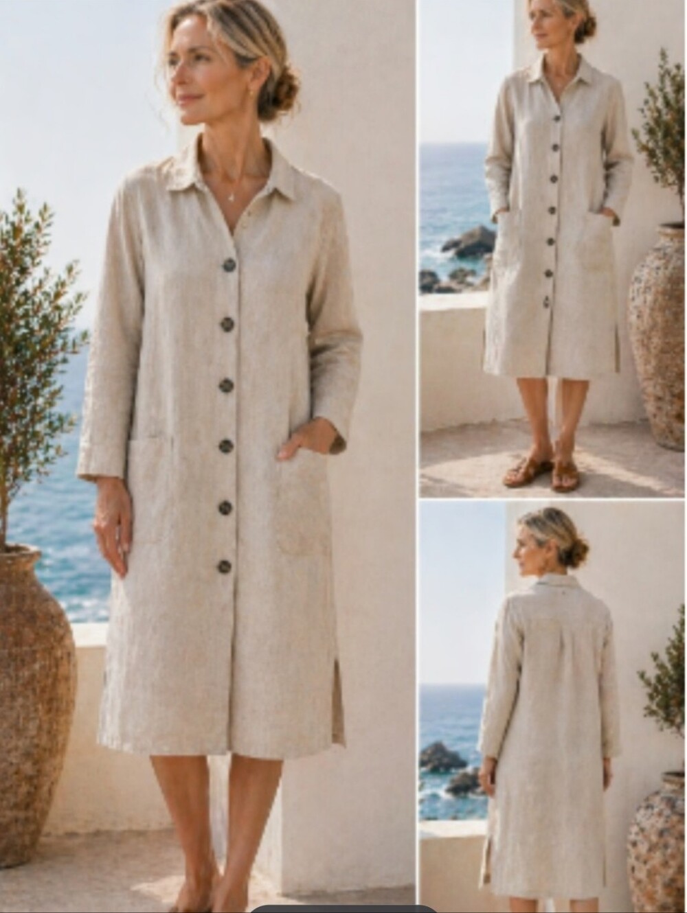 J Jill Love Linen Button Front Dress Size XL